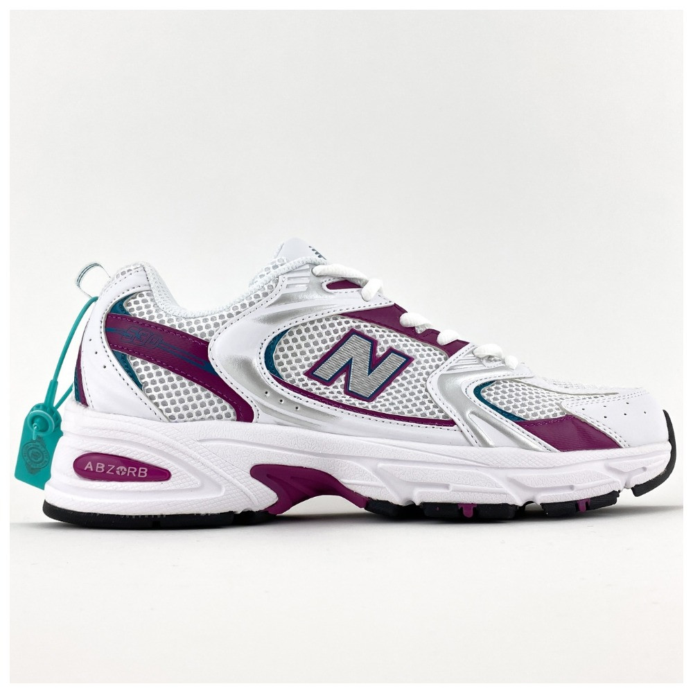 Жіночі кросівки New Balance 530 White Violet, білі шкіряні кросівки нью беленс 530, NB 530 ню беланс