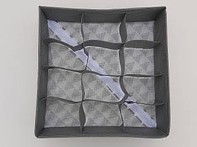 Органайзер 32*32*12 см, на 12 відділень для зберігання дрібних предметів одягу сірого кольору ( трикутники), фото 2
