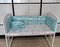 Защита (бортики) в детскую кроватку на 4 стороны из 12 подушек - 120*60 см / бампер в детскую кроватку