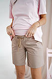 Бавовняні шорти для вагітних бежеві з поясною резинкою під животик, 5260751-Б, фото 5