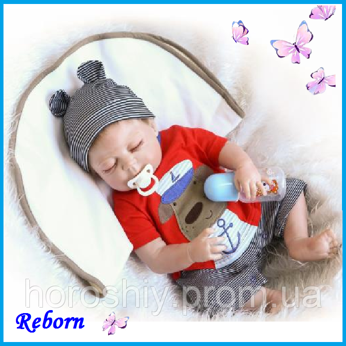 Силіконова лялька пупс Reborn Doll хлопчик Кирюша 55 см Колекційна вінілова лялька новонароджене немовля