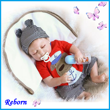 Силіконова лялька пупс Reborn Doll хлопчик Кирюша 55 см Колекційна вінілова лялька новонароджене немовля