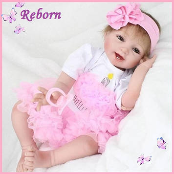 Реалістична лялька-немовля з силікону Reborn Doll 55 см Дівчинка Кері Вінілова колекційна реборн лялька як