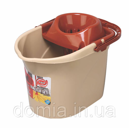 Відро коричневе з відтискачем для швабри МОП (29*40*30 см) 13 л, Elif Plastik Туреччина E-380, фото 1