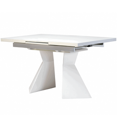 Розкладний обідній стіл TML-545 білий (145/175*85*76), МДФ + матове скло