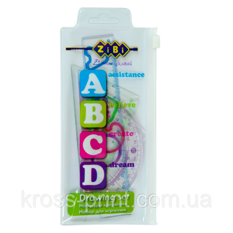 Комплект "ABCD": лінійка 15 см, 2 кутники, транспортир, асорті, KIDS Line, фото 1