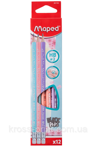Олівець графітовий BLACK PEPS HB, з гумкою, PASTEL