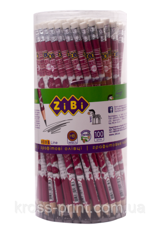 Олівець графітовий HB з гумкою LOVE, 100 шт. у тубі, KIDS Line, фото 1