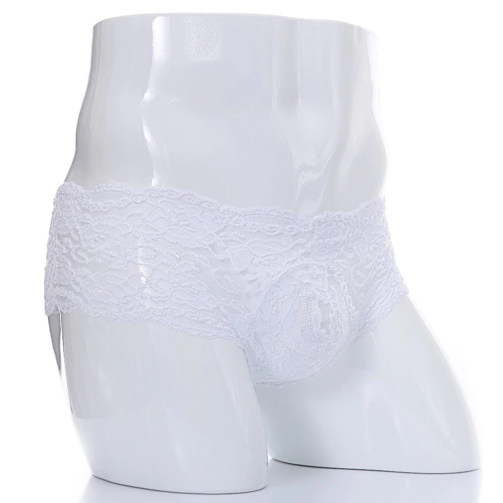 Труси білі чоловічі боксери мереживні, чоловічі труси мереживні, фото 1