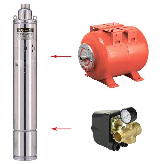 Поверхневий електронасос Sprut К-т 4S QGD 1,2-50-0,37 + НТ24 (Насоси +)