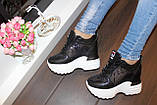Снікерси кросівки жіночі чорні Т050, фото 6
