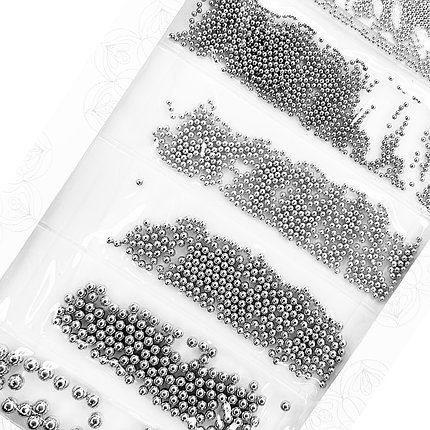 Бульонки мікс розмірів Starlet Professional d=0.8-2.9 мм срібло, фото 2