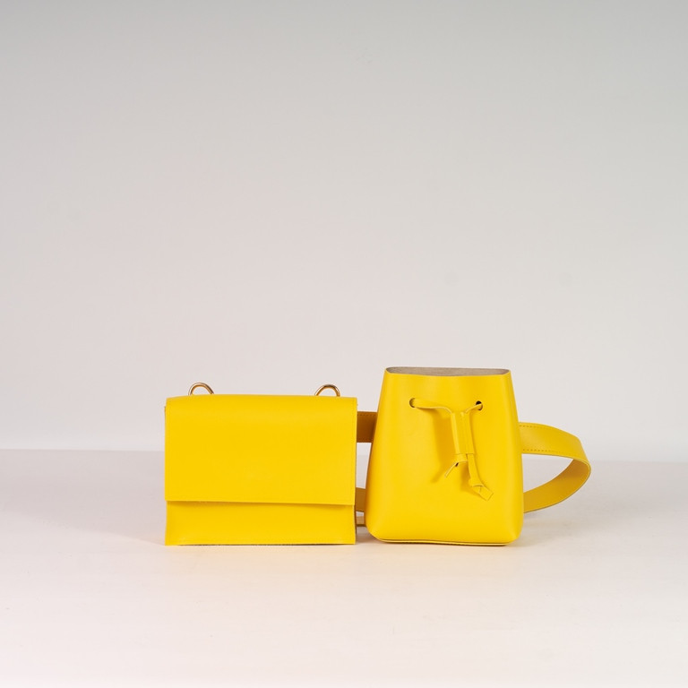 Жовта жіноча сумочка на пояс Ксенія клатч бананка 2 в 1, Маленька молодіжна поясна сумка жовтого кольору