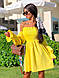 Стильне жовте лляне плаття на плечі з пишними рукавами Yellow, фото 7