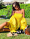 Стильне жовте лляне плаття на плечі з пишними рукавами Yellow, фото 3