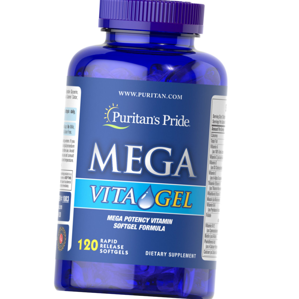 Комплекс вітамінів і мінералів Puritan's Pride Mega Vita Gel 120 капсул