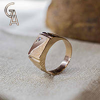 Золотая мужская Классическая печатка перстень с разрезкой Прорезь