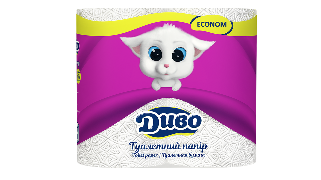 /Бумах туал целюлоз Диво Econom по 4 керм на гільзі 2х сл білий
