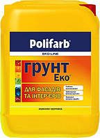 Акрилова ґрунтовка для фасадів та інтер'єрів Polifarb Eko-Line Ґрунт-Еко Універсальний 10 кг Прозора