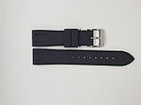 Чорний ремінець для годинника силіконовий з фактурою під крокодила прошитий білою строчкою 24 мм, фото 3