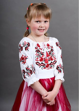 Дитяча вишиванка з класичним візерунком для дівчинки, фото 1