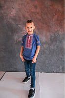 Стильная вышиванка футболка для мальчика Вышиванки детские с коротким рукавом