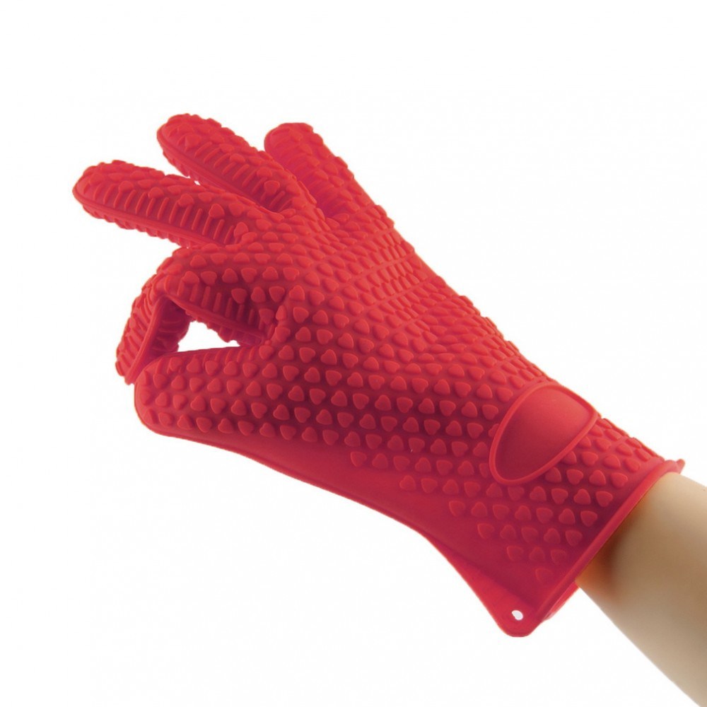 Термостойкие перчатки силиконовые для кухни Нot hands Красные жаростойкие перчатки прихватки для горячего (GK) - фото 5 - id-p1425646731