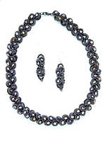 Комплект набор бижутерии кружевной с хрустальными бусинами "Царица Тамара" Ожерелье (колье) и серьги