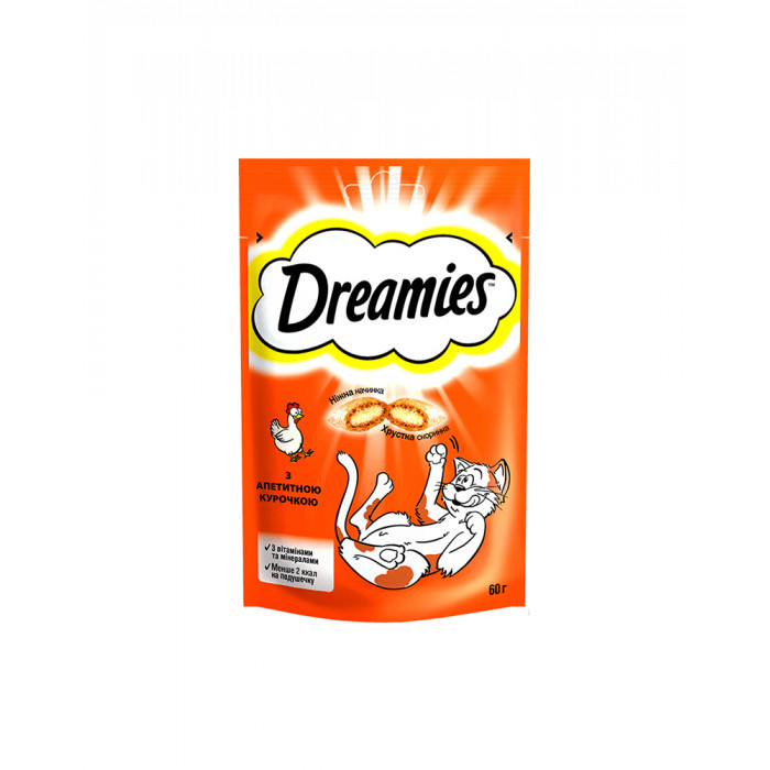 Dreamies Chicken Подушечки для кішок з куркою (ласощі) 60гр (дримис)