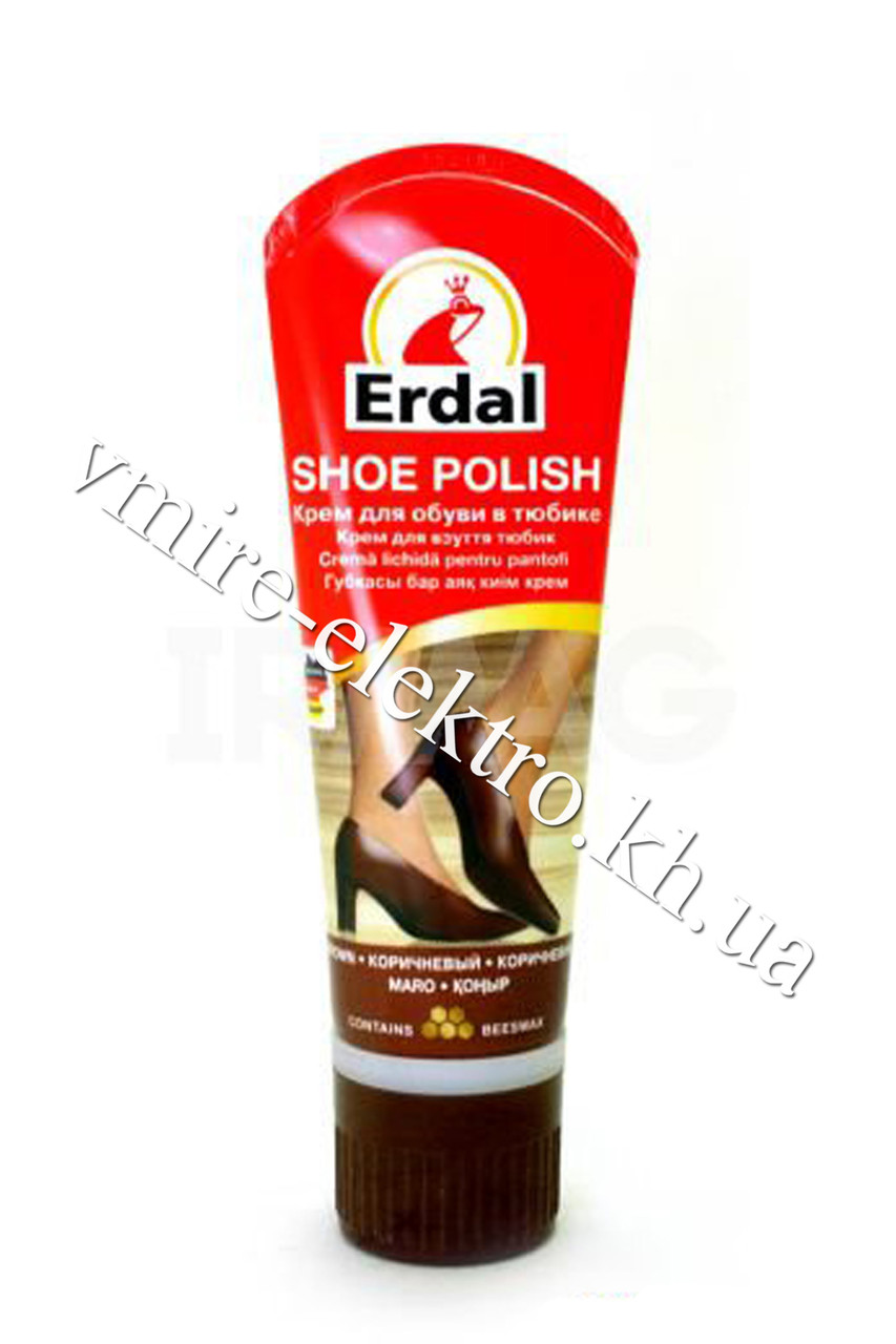 Крем для взуття коричневий з губкою Shoe polish Erdal 60 мл