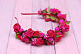 Обруч для волосся / ободок на голову малиновий обруч з квітами 395, фото 2