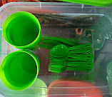 Набір пластиковий для пікніка на 6 персон ( тарілки, склянки, ложки, виделки — 37 предметів), фото 4
