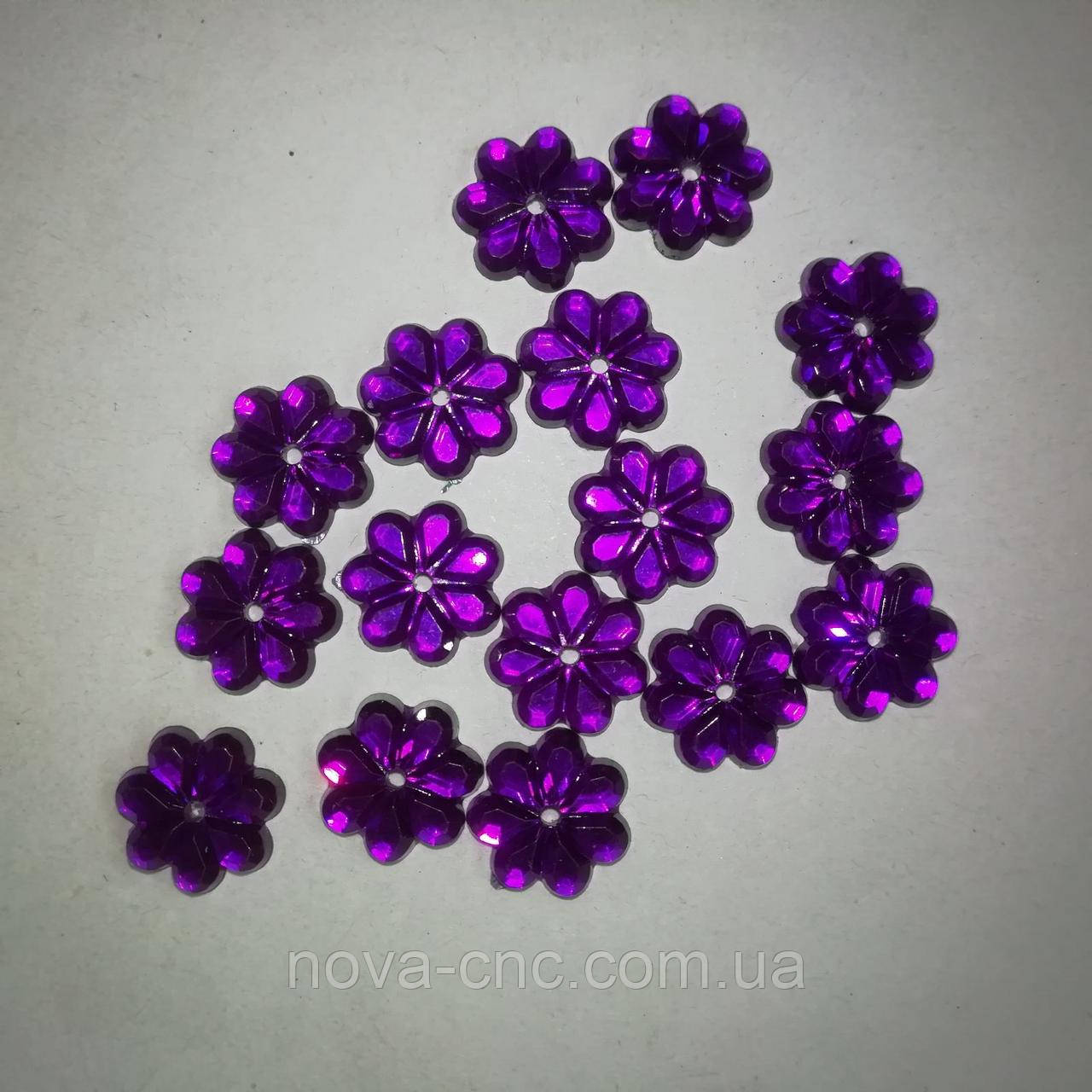Акрилові стрази "Квітка" фіолетовий 10 мм 100 шт