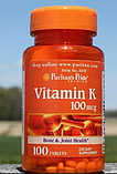 Вітамін До Vitamin K Puritan's Pride 100 mcg 100 таблеток фитонадион, фото 5