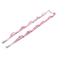 Стрічка для розтяжки Record Stretch Strap My Fit 1723 10 петель Grey-Pink