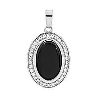 Кулон родій із керамічною вставкою з камінням "Овал"