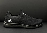 Мужские слипоны Adidas текстильные с сеткой черные с белым р 41-45 ()