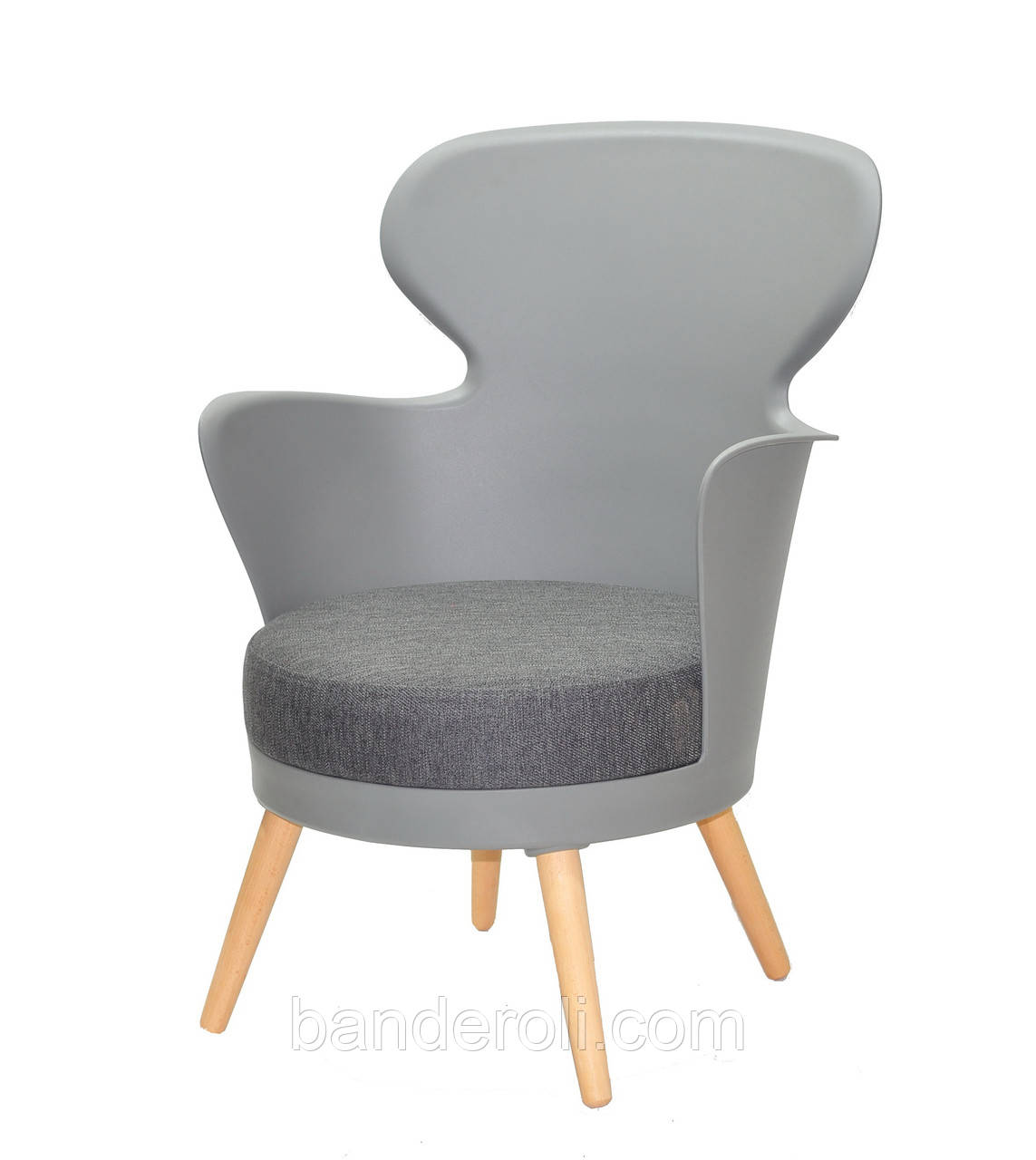 Крісло ARMIN сірий 16 на букових ніжках з м'яким сидінням, фото 1