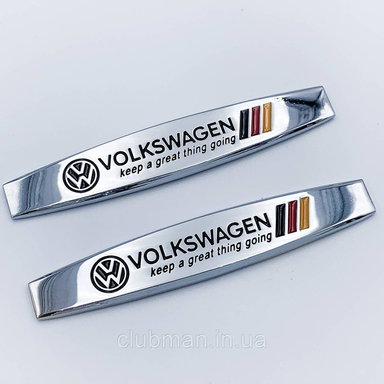Емблема наклейка VW Volkswagen (Фольсфаген) Хром на переднє крило (Комплект 2 шт)