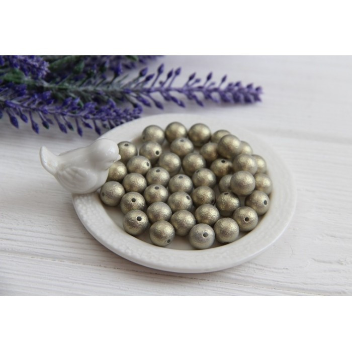 Намистини "Перлинний пилок" 12 мм зелене золото 500 грам