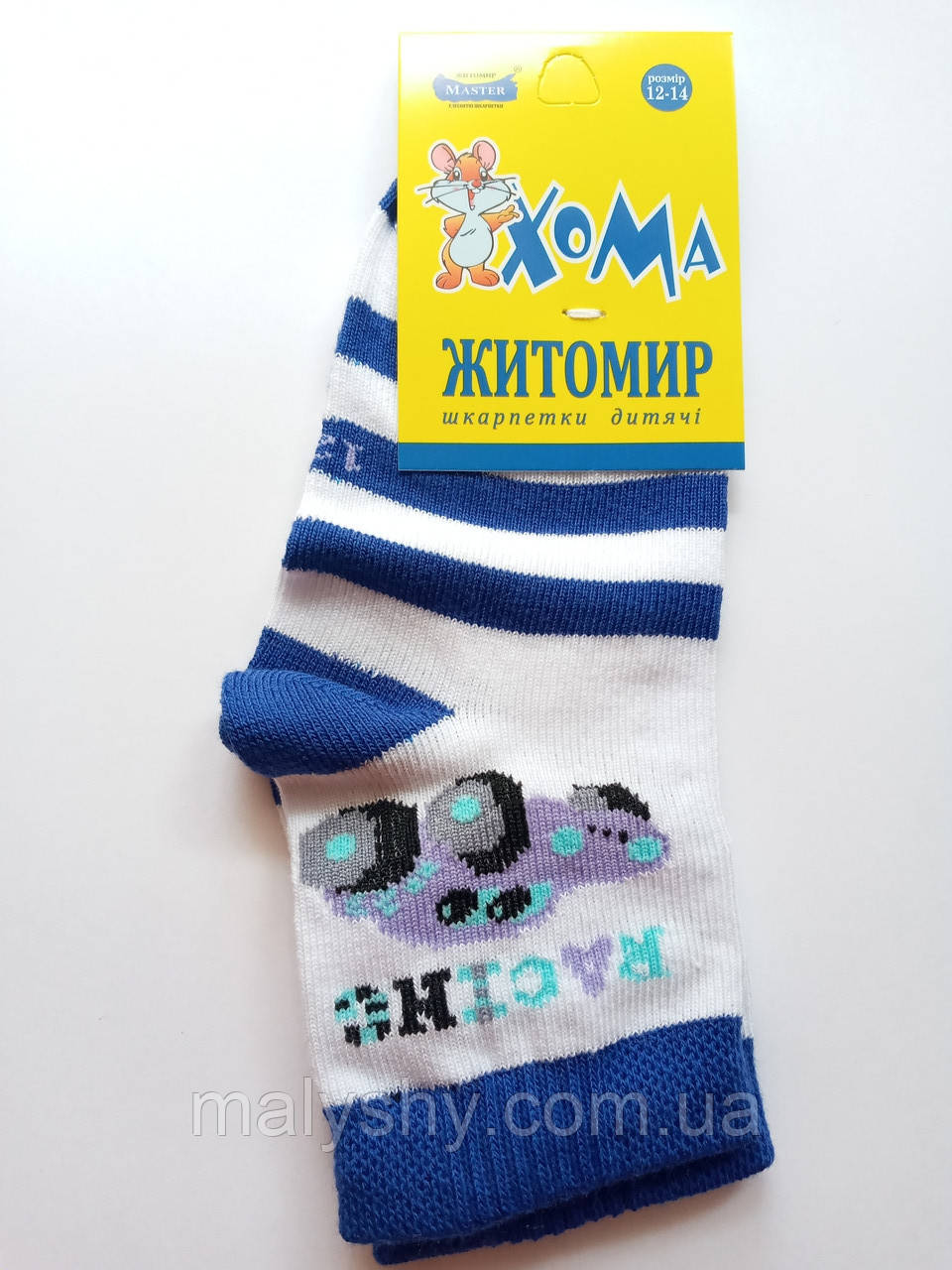 Дитячі демісезонні шкарпетки ХОМА ЖИТОМИР р. 12-14 АВТО - білий / шкарпетки весна-осінь