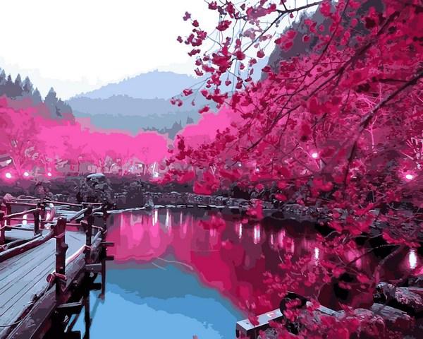 Картини за номерами 40х50 см Babylon Сакура над озером (RVP 1366), фото 1