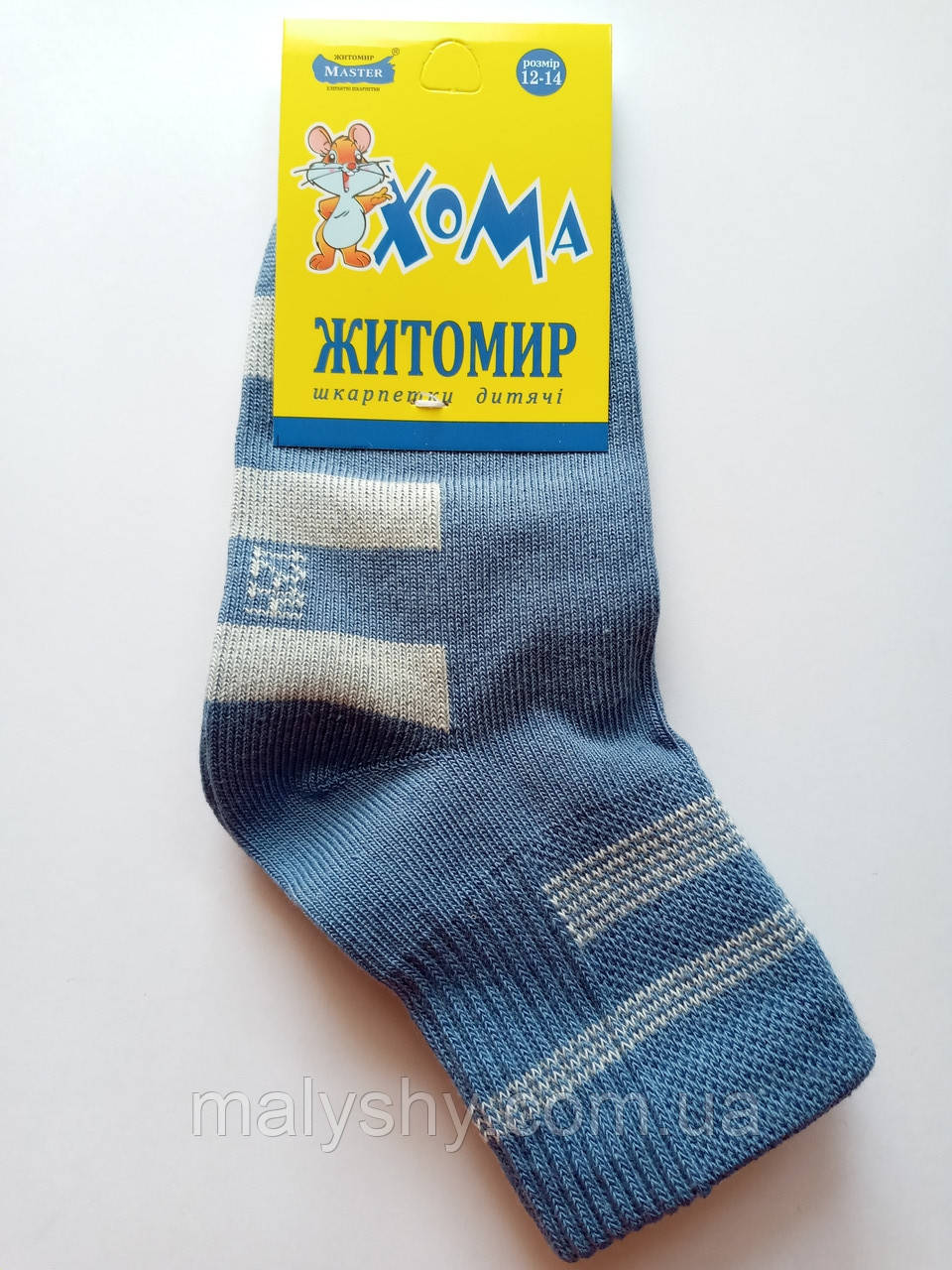 Дитячі демісезонні шкарпетки ХОМА ЖИТОМИР р. 12-14 ПОЛОСА - сіро-голубий / шкарпетки весна-осінь