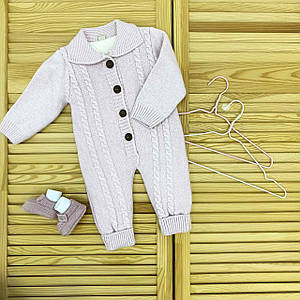 В'язаний комбінезон осінь/зима з бубоном бежевий (6-9 місяців) D3024BabyMy