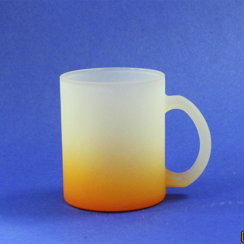 Кружка скляна матова с кольоровим дном ПОМАРАНЧЕВА, фото 1