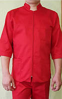Красный медицинский костюм мужской на молнии