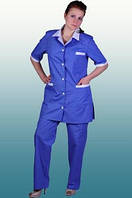 Костюм уборщицы, костюм рабочий женский синий с белыми вставками модель 3 пошив под заказ