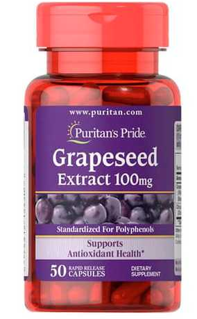 Екстракт виноградної кісточки Puritan's Pride Grapeseed Extract 100 mg 50 капсул