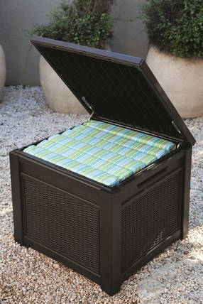 Стіл-скриня PROSPERPLAST CUBE RATTAN 208 л, коричневий, фото 3