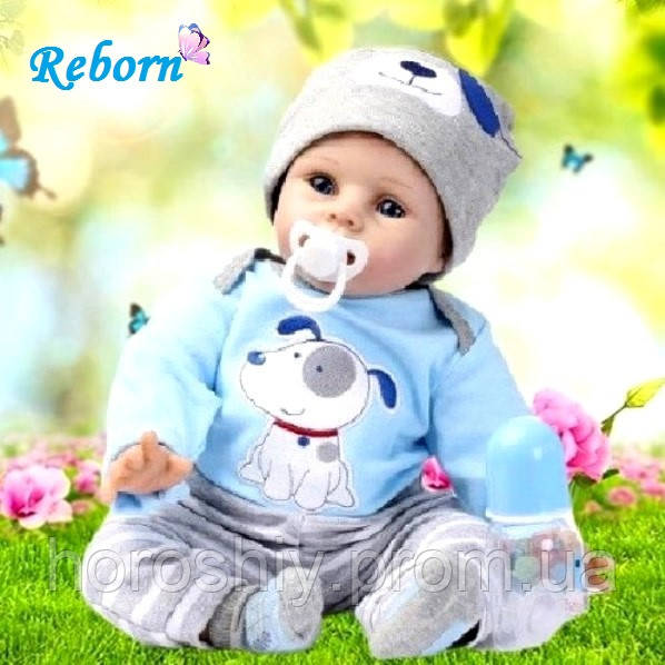 Силіконова лялька новонароджене немовля реборн хлопчик Гаррі 55 см Колекційна реалістична лялька пупс Reborn